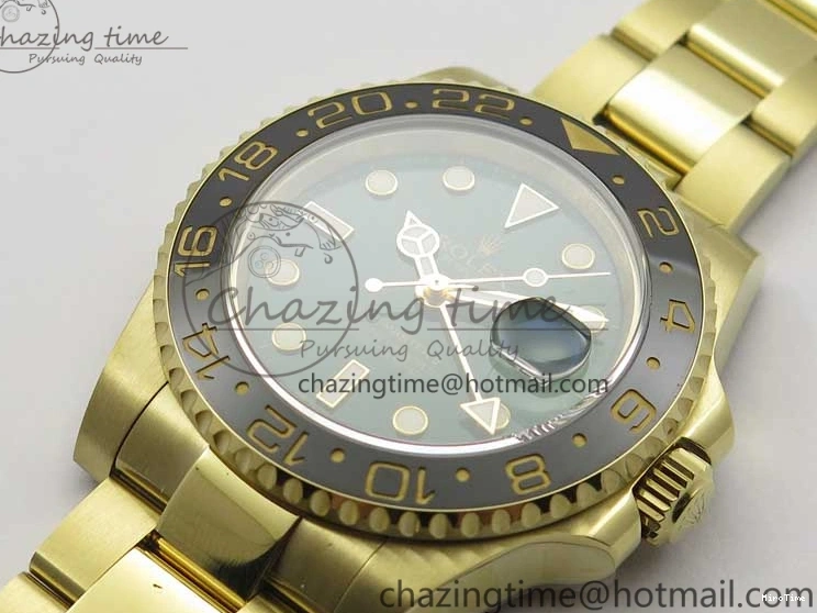 MiroTime 0202 TravelReady GMT Master II 116718 LN Black Ceramic 316L Steel GMF 1:1 Best Edition Green Dial on YG Bracelet A 2960